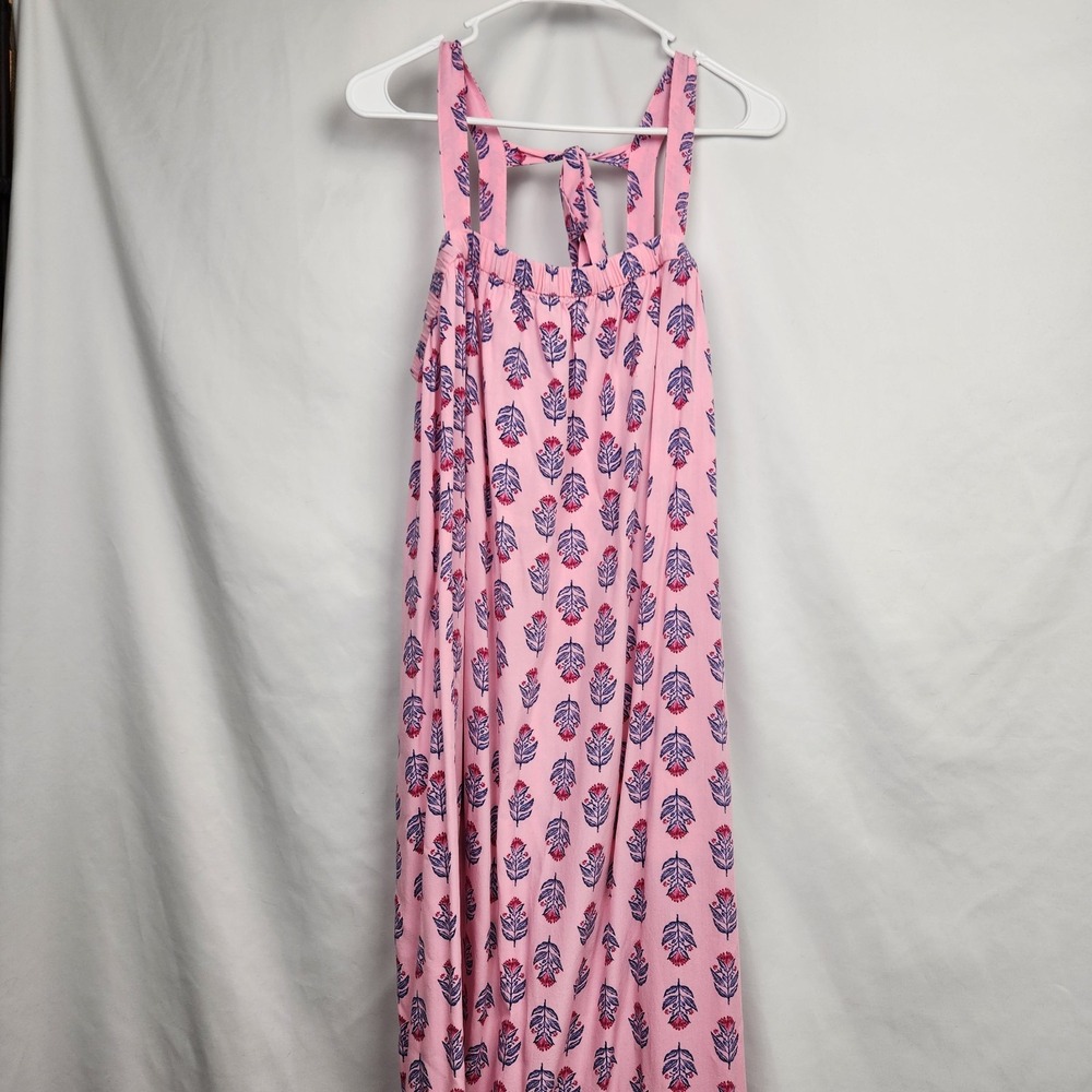 Old Navy Womens Large Floral Tie Back Cutout Maxi Swing Dress Pockets Sleeveless